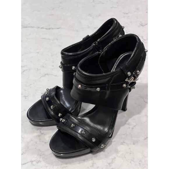 Rocawear Women’s Leather Studded Stiletto Heels Fairy Evening Goth Size 10 Black - Picture 2 of 7